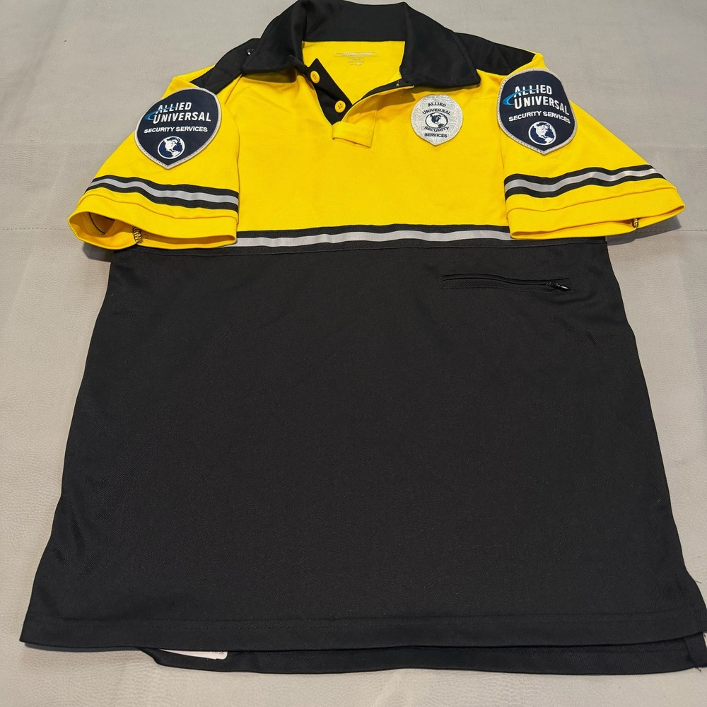National Patrol Allied Universal Security Polo Shirt 3M High Vis Yellow Black-M-